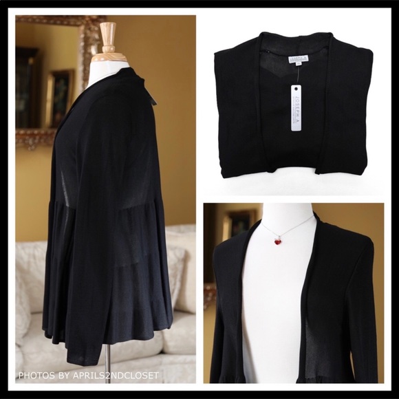 BLACK CARDIGAN DUSTER CARDI A3C - Picture 5 of 8